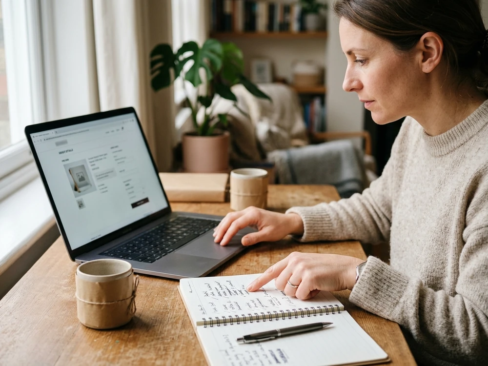 Shopper comparing personalization details with a gift preview before ordering.