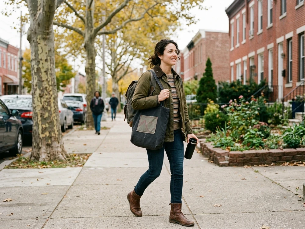 Family member carrying a personalized gift as part of an everyday routine