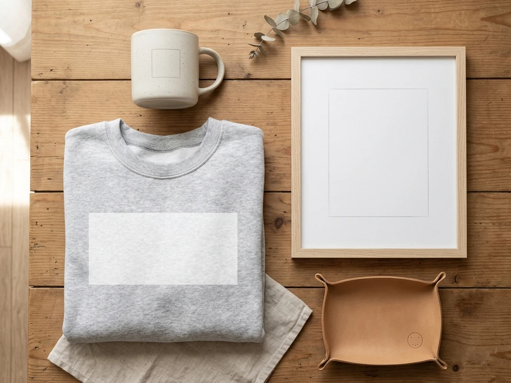 Different gift formats arranged to compare space for family-name personalization